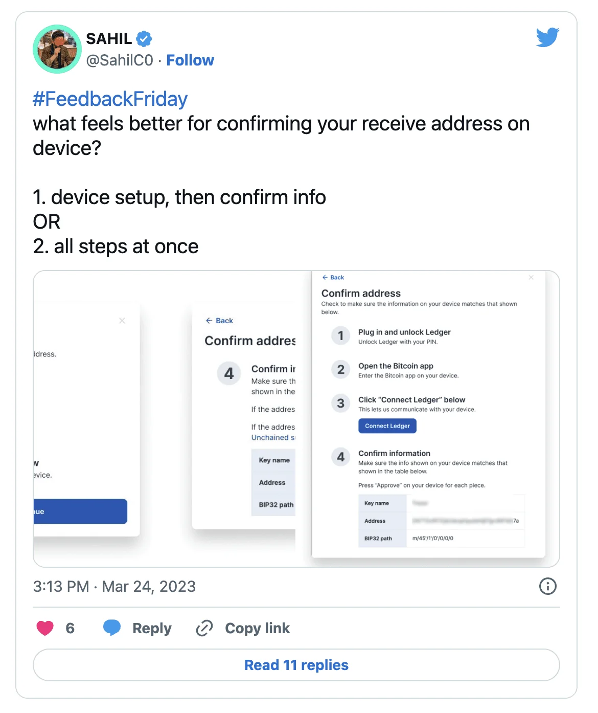 Twitter community feedback